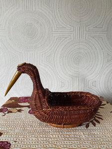 westvillagewares Vintage wicker duck-shaped egg basket functional and beautiful.