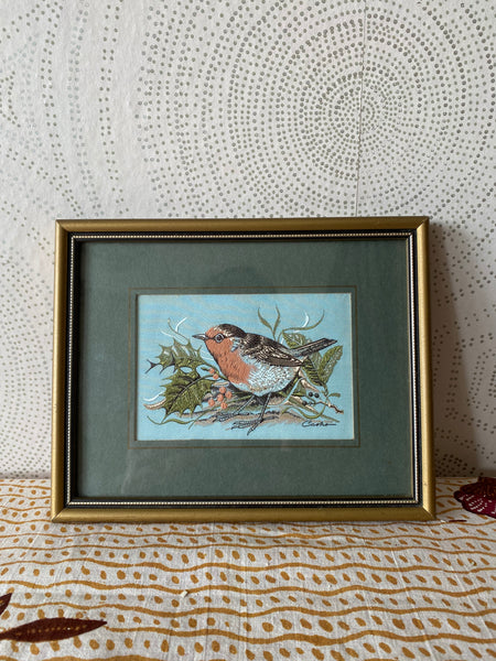 Cashs Miniature Woven Picture - Robin