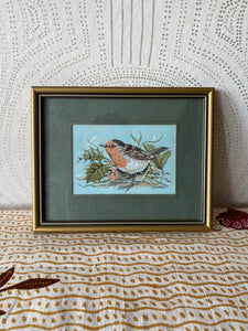 westvillagewares Vintage Cashs miniature silk woven picture of a Robin